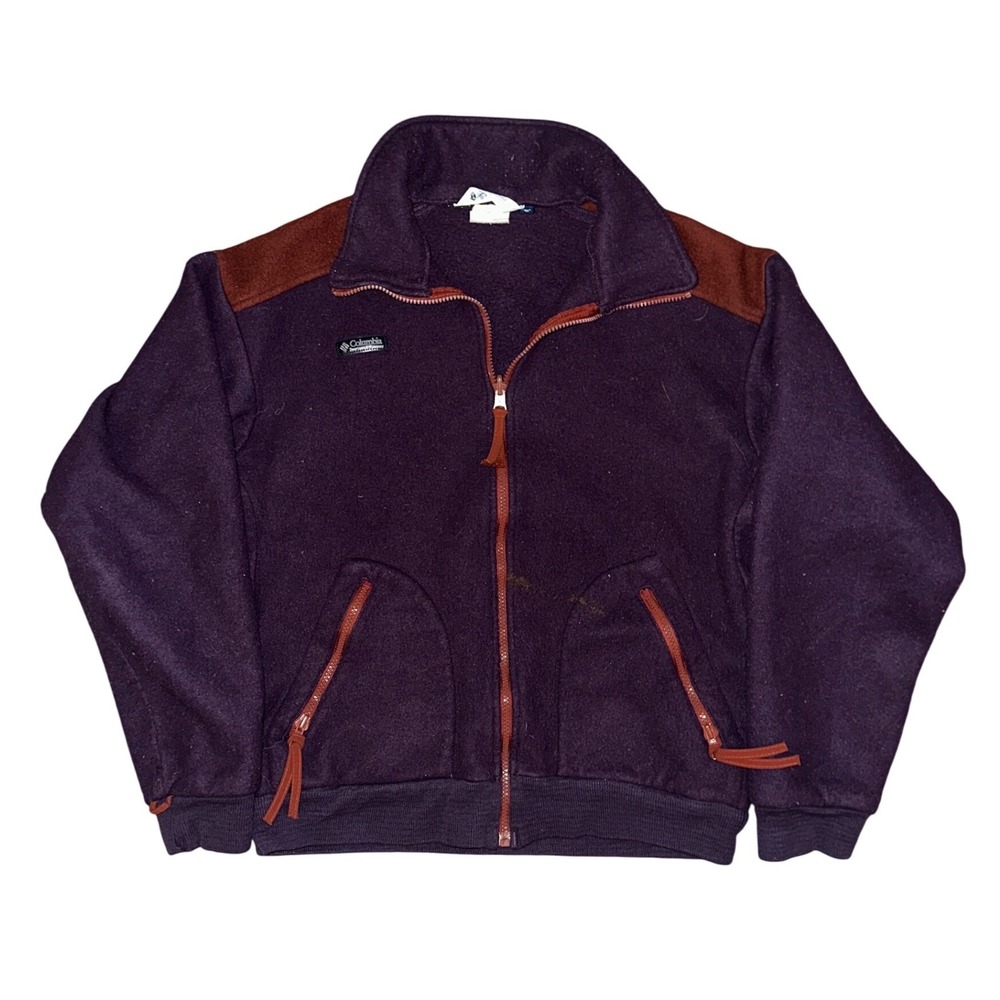 Columbia Sportswear Mens M Fleece Jacket Purple Full Zip Made in USA Vintage